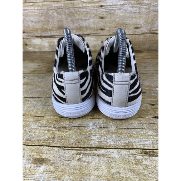COLE HAAN Grand Crosscourt Sneaker Womens 6.5 B BLACK & WHITE Zebra Calf Hair - Picture 6 of 11